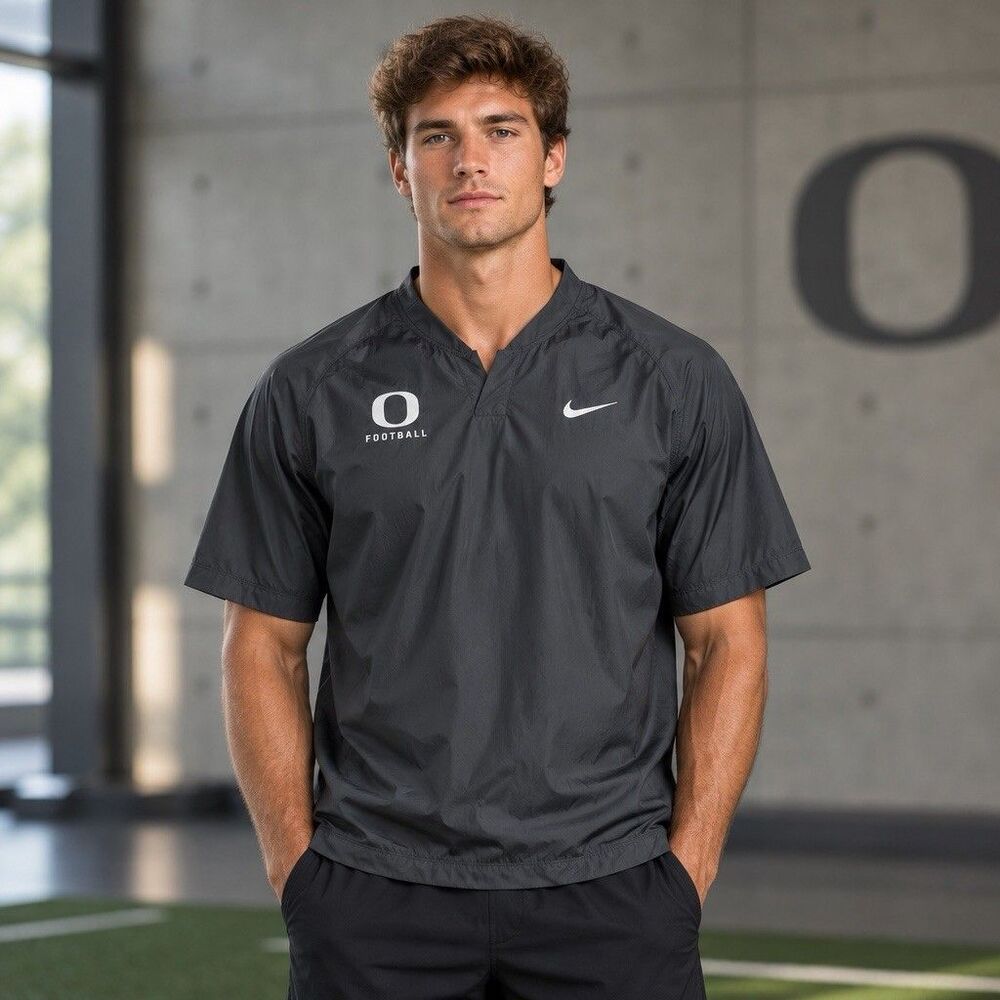 Nike Oregon Ducks Football Coaches Short Sleeve Windbreaker Pullover 3XL Black